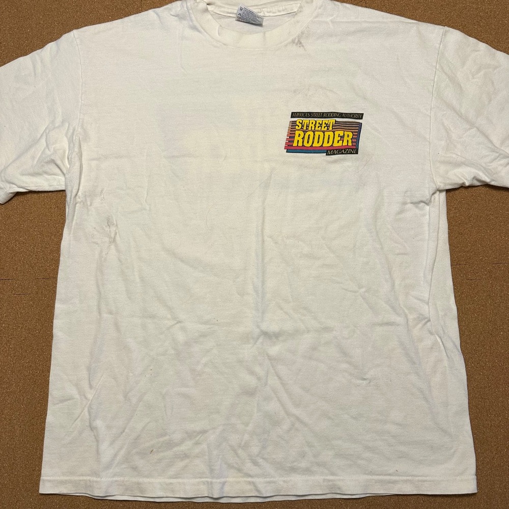 Hanes Street Rodder Magazine T Shirt Mens Large White Vintage Graphic Beefy-T